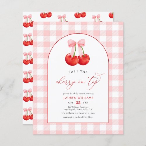 BUDGET Watercolor Cherry on Top Baby Girl Shower