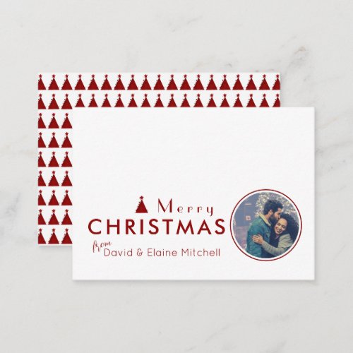 Budget Watercolor Christmas Tree Couple Photo Note Card