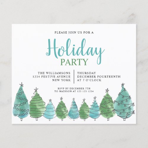 Budget Watercolor Christmas Trees Holiday Party 