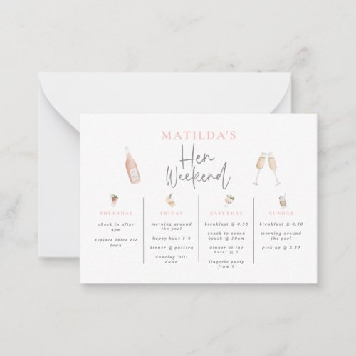 budget Watercolor cocktail champagne hen weekend Note Card