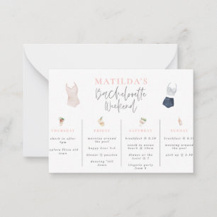 budget watercolor drinks bachelorette weekend note card