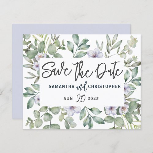 Budget Watercolor Eucalyptus Green Save the Date 