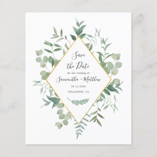 Budget Watercolor Eucalyptus Greenery Save Date