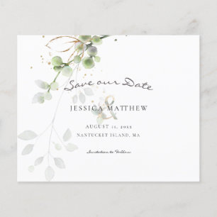 Budget Watercolor Eucalyptus Save The Date Card