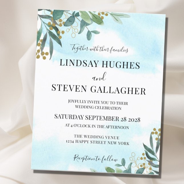 Budget Watercolor Eucalyptus Wedding Invitation (Creator Uploaded)