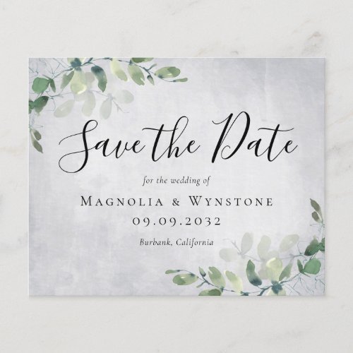 BUDGET Watercolor Eucalyptus Wedding Save The Date