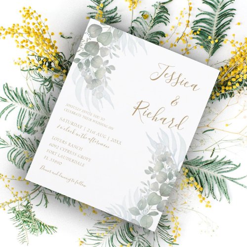 Budget Watercolor Eucalyputus Sage Green Wedding 