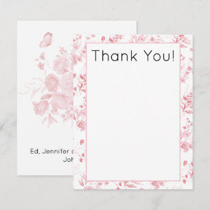 Budget, Watercolor Floral Baby Shower Thank You Note Card
