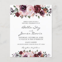 Budget Watercolor Floral Boho Wedding Invitations
