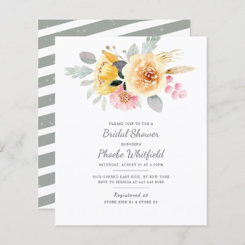 Budget Watercolor Floral Bridal Shower Invitation