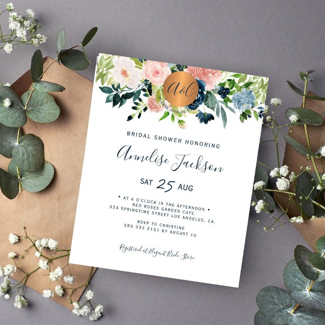 Budget watercolor floral bridal shower invitation (Creator Uploaded)