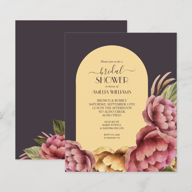 Budget Watercolor Floral Bridal Shower Invitations (Front/Back)