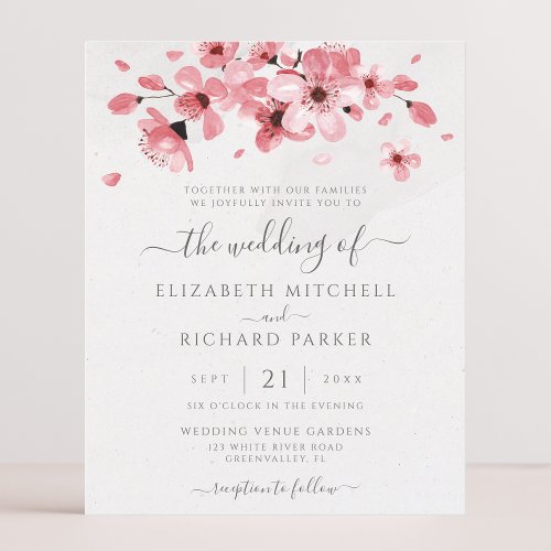 Budget Watercolor Floral Cherry Blossom Wedding