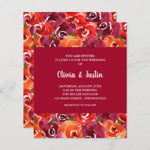 Budget Watercolor Floral Collage Wedding Invites