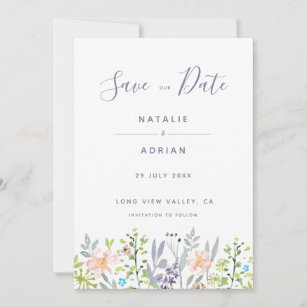 Budget watercolor floral country style rustic save the date