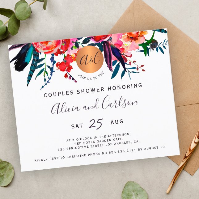 Budget watercolor floral couples shower invitation (Creator Uploaded)