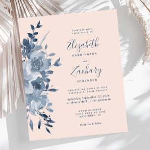 Budget Watercolor Floral Dusty Blue Blush Wedding
