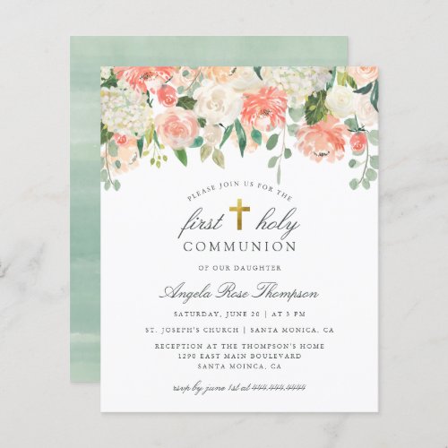 Budget Watercolor Floral First Holy Communion