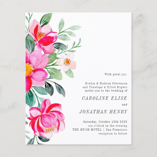 Budget Watercolor Floral Formal Wedding Invite