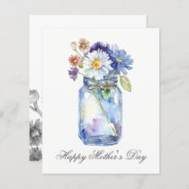 Budget Watercolor Floral Jar Mothers Day Card