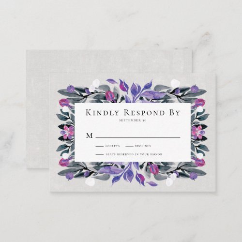 BUDGET Watercolor Floral Purple Wedding RSVP Card