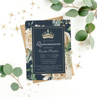 Budget Watercolor Floral Quinceanera Invitation