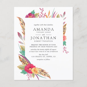 Budget Watercolor Floral Safari Wedding Invitation Flyer
