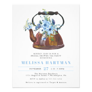 Budget Watercolor Floral Tea Party Bridal Shower Flyer