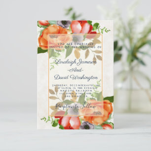 Budget Watercolor floral wedding invitation