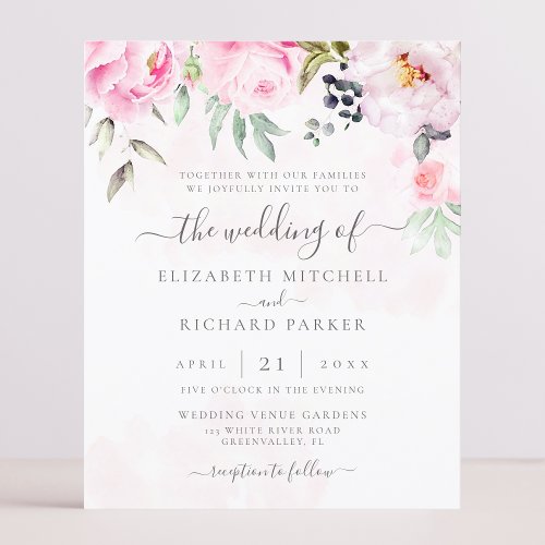 Budget Watercolor Floral Wedding Invitation