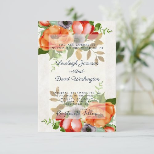 Budget Watercolor floral wedding invitation