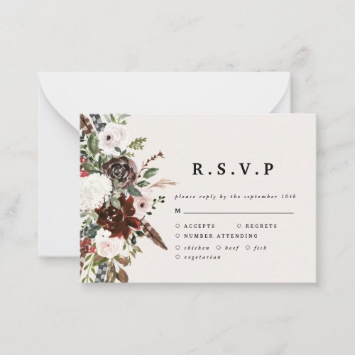 budget watercolor floral wedding RSVP RSVP Card