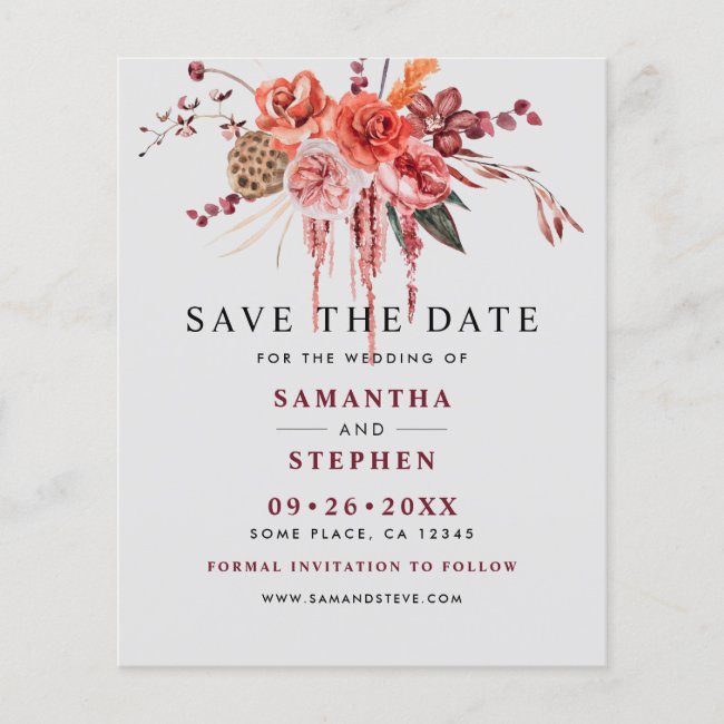 Budget Watercolor Floral Wedding Save The Date