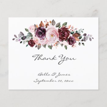 Budget Watercolor Floral Wedding Thank You Card by FancyMeWedding at Zazzle