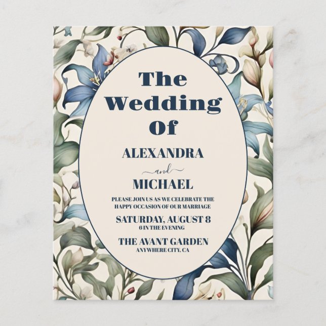 Budget Watercolor Floral William Morris Wedding (Front)