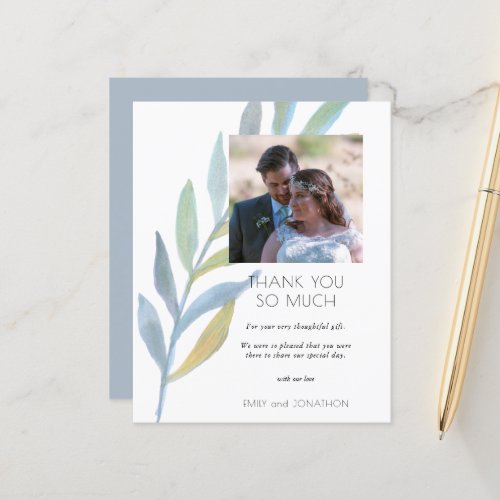 Budget Watercolor Foliage Photo Wedding Thank You