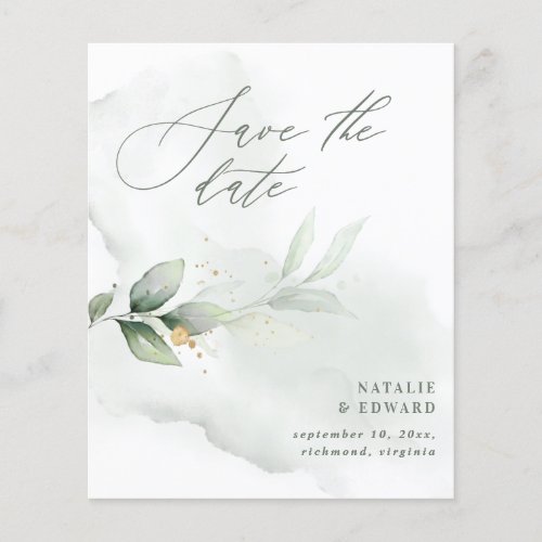 budget Watercolor foliage wedding save the date