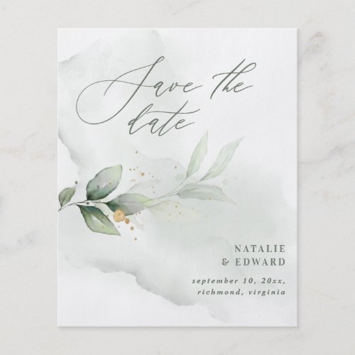 budget Watercolor foliage wedding save the date Flyer
