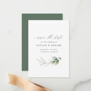 budget Watercolor foliage wedding save the date Note Card