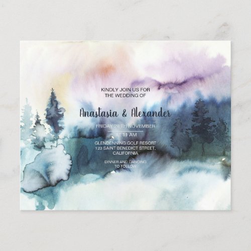 BudgetWatercolor Forest Wedding Invitation Flyer