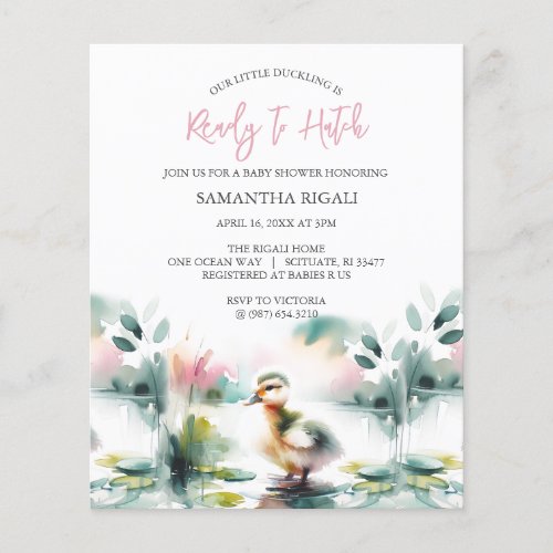 Budget Watercolor Girl Baby Shower Duck Theme