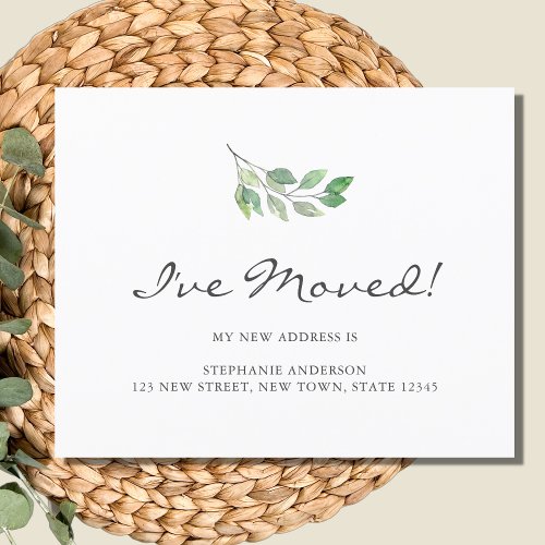 Budget Watercolor Greenery Moving Announcement