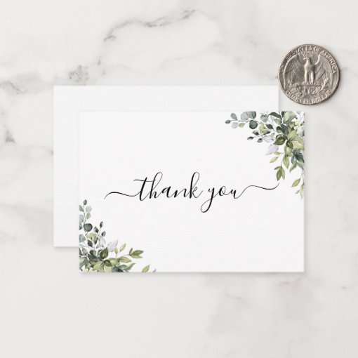 BUDGET watercolor greenery Thank You Note | Zazzle
