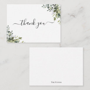 BUDGET watercolor greenery Thank You Note Card