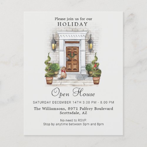 Budget Watercolor Holiday Open House Invitation