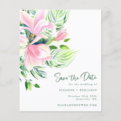 Budget Watercolor Magnolia Flowers Pink Save Date