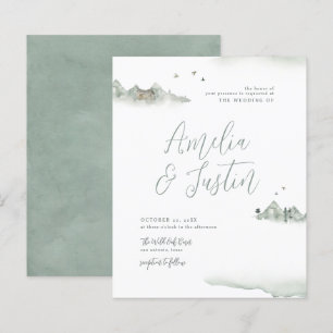 Budget Watercolor Mountains Destination Wedding