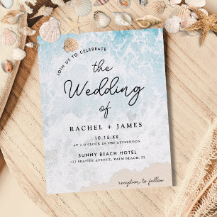 Budget Watercolor On The Beach Wedding Invitation