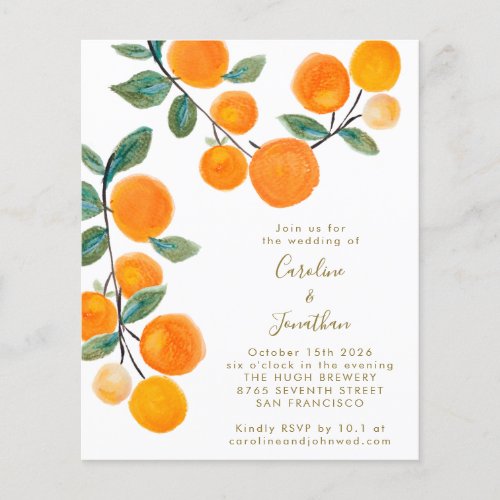 Budget Watercolor Orange Citrus Fruit Wedding