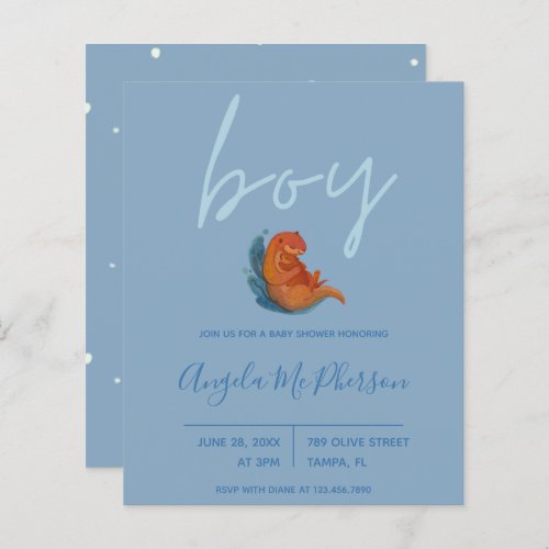 Budget   Watercolor Otter Baby Shower Invite
